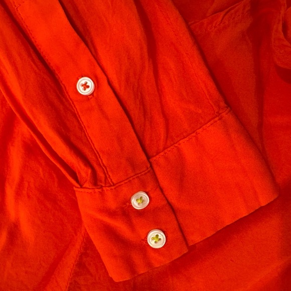 Maeve anthropologie red orange collared flowy button down top - Picture 7 of 7